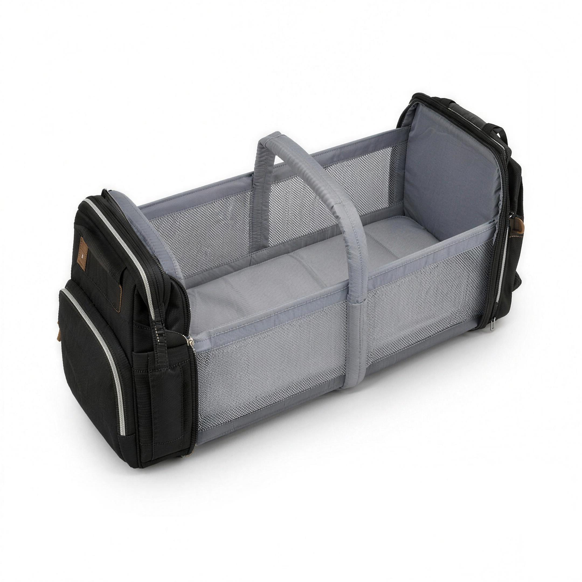 MimoBabys changing backpack with the bassinet unfolded